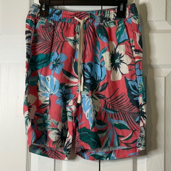 C&C California Floral Tropical Linen Shorts Pull On Drawstring Size S - Picture 12 of 12